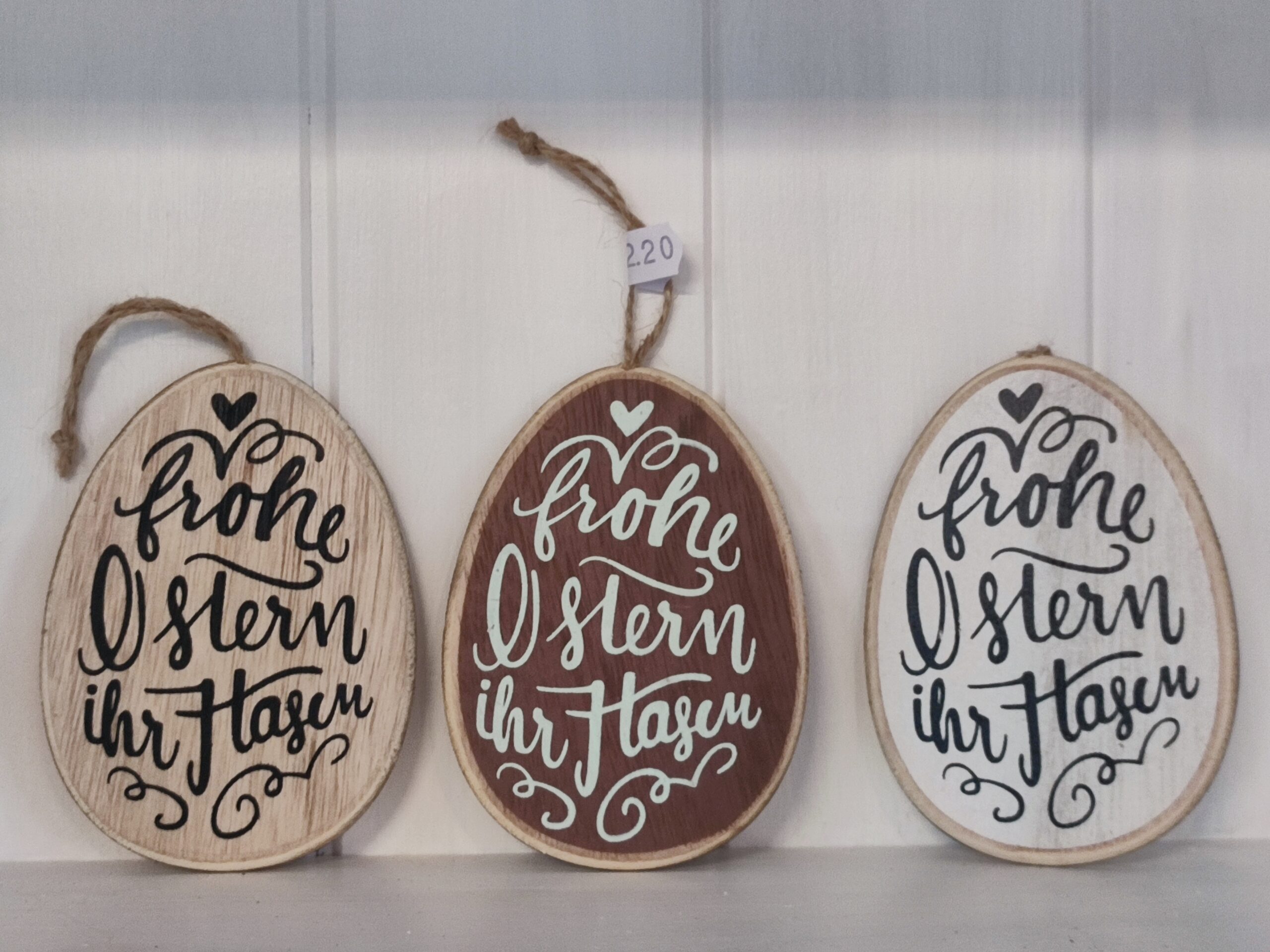 Anhänger Ei aus Holz mit Spruch